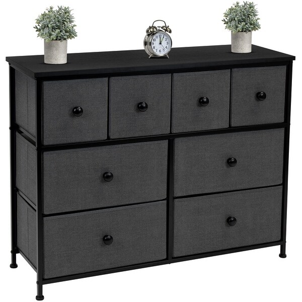 Dresser w/ 8 Drawers - Furniture Storage Chest Tower Unit for Bedroom (Black) - - 35443630