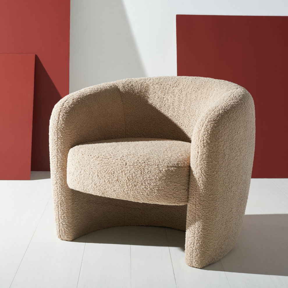 Safavieh Couture Everly Boucle Barrel Back Accent Chair   Midcentury   Armchairs And Accent Chairs   by Safavieh  Houzz