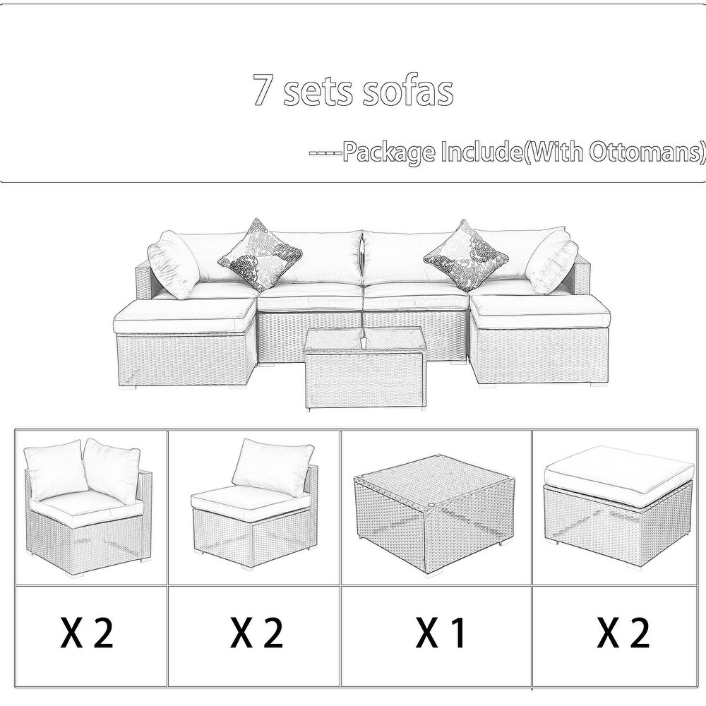 GDY Outdoor Rattan Wicker Sectional Sofa Set