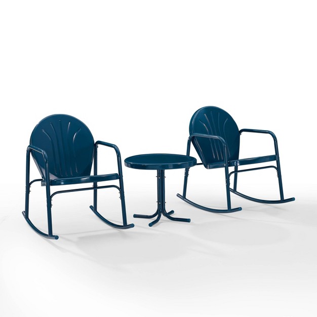 Griffith 3pc Outdoor Rocking Chair Set Navy Crosley