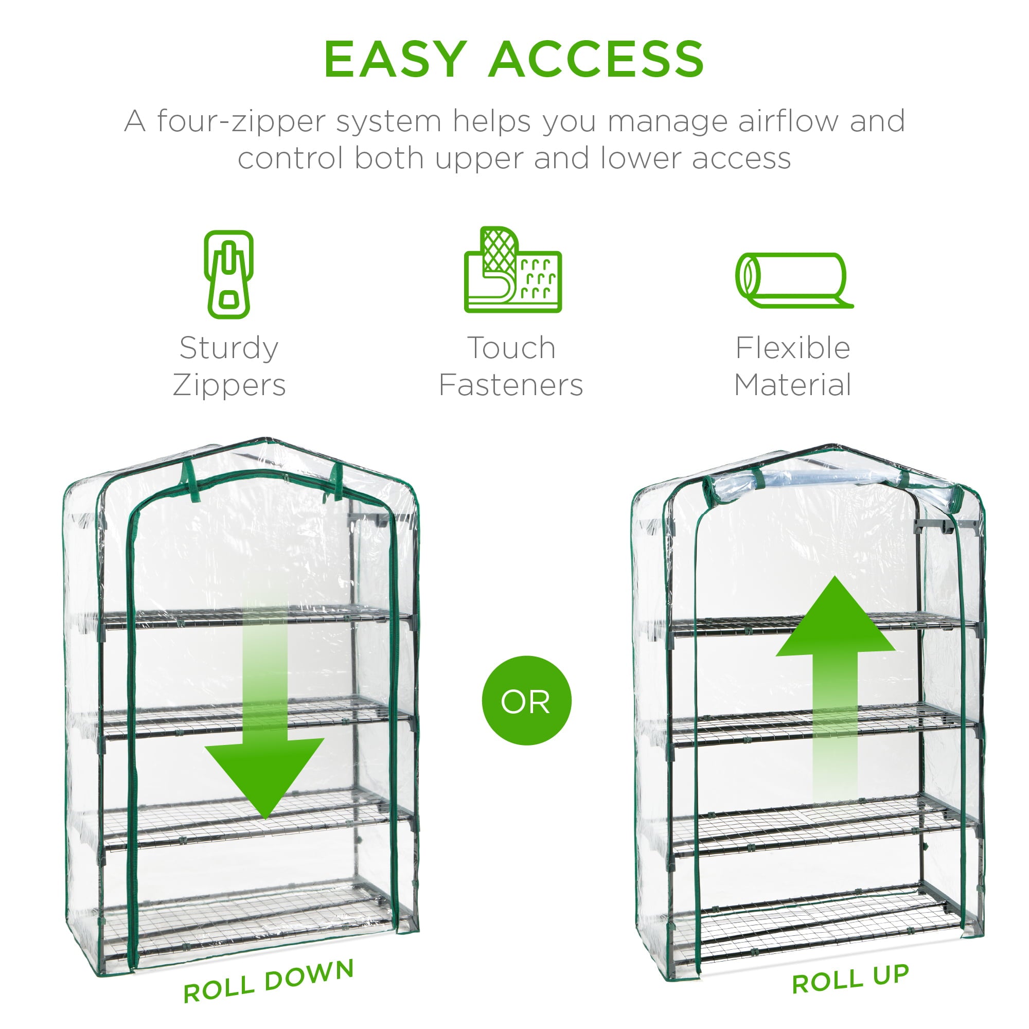 Best Choice Products 40in Wide 4-Tier Mini Greenhouse, Portable Indoor Outdoor Arboretum for Yard w/ Steel Shelves