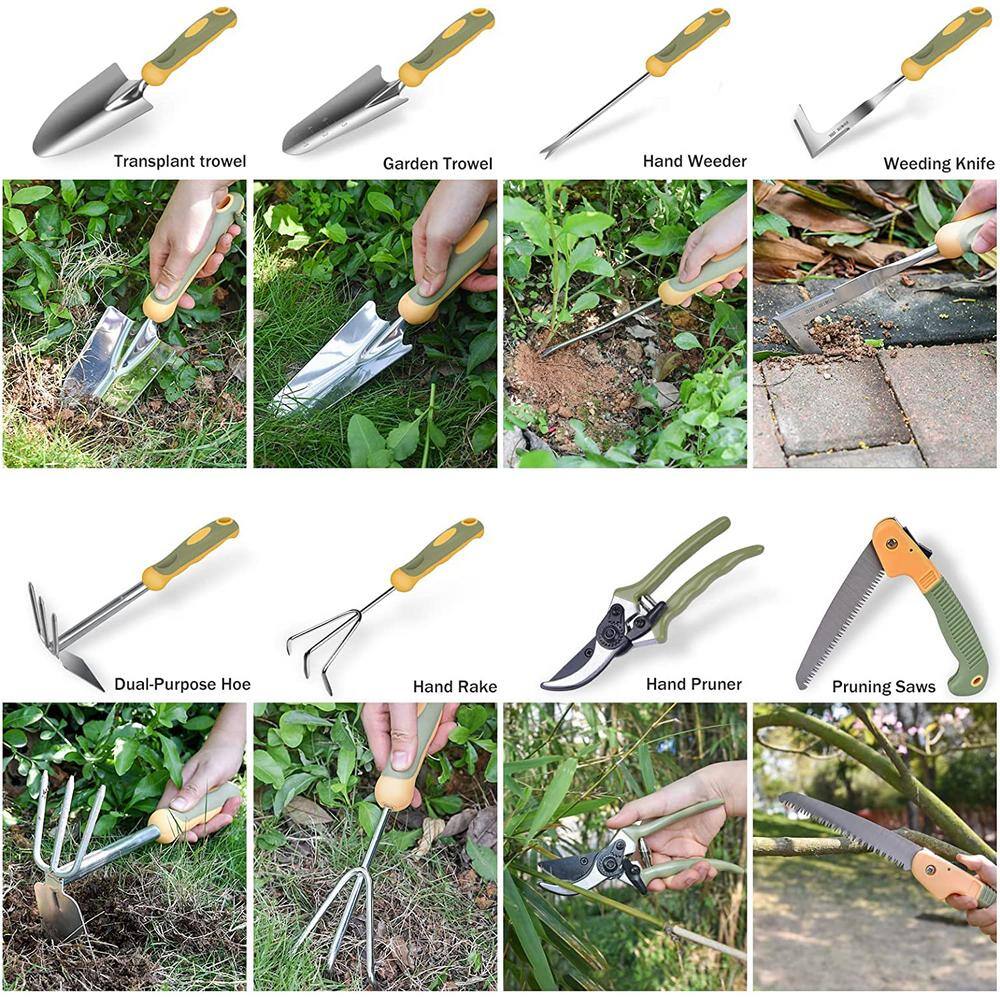 9-Piece Stainless Steel Heavy-Duty Gardening Tools with Non-Slip Ergonomic Handles Garden Tools Set B09NRKJYR8
