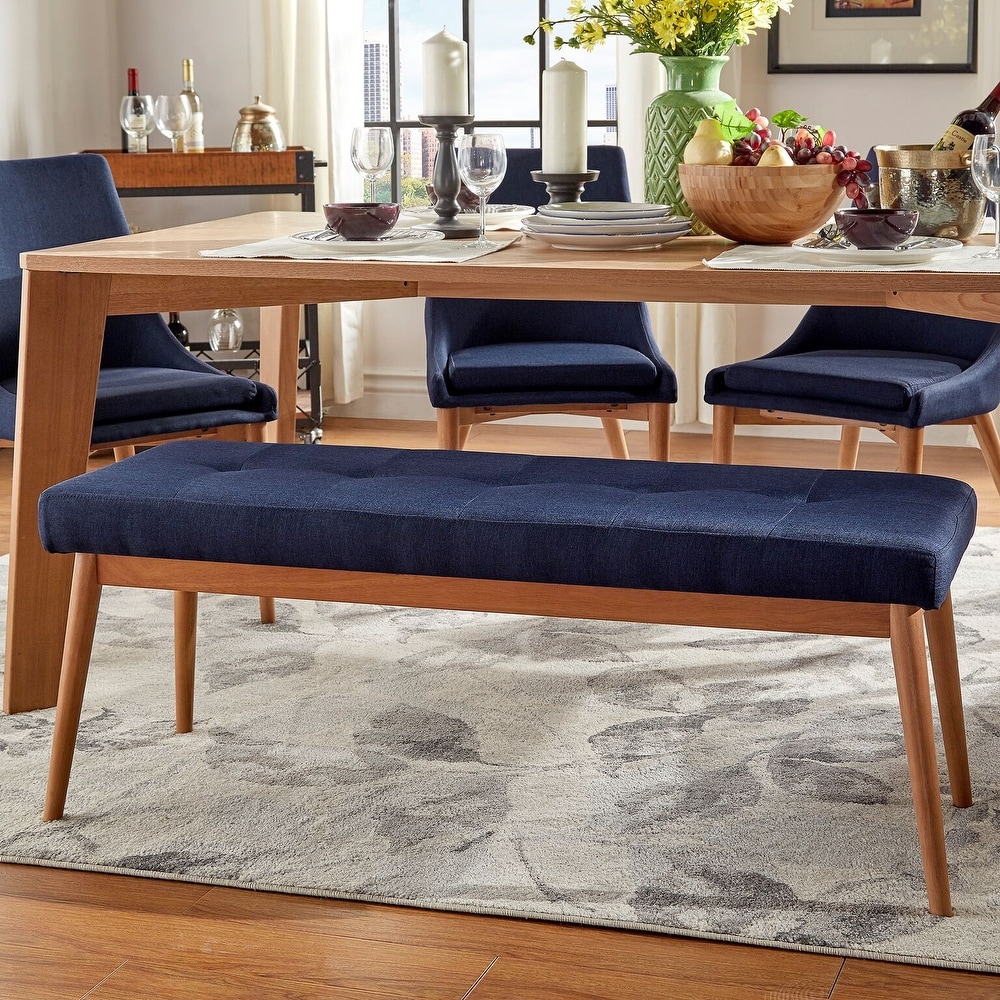 Sasha Oak Angled Leg Linen Dining Bench iNSPIRE Q Modern