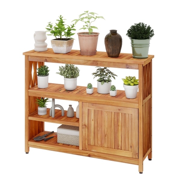 Moasis Outdoor Side Table Sideboard Acacia Wood Storage Cabinet