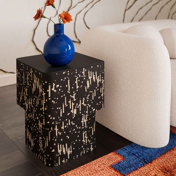 Faye Black Glass Side Table - 15.9