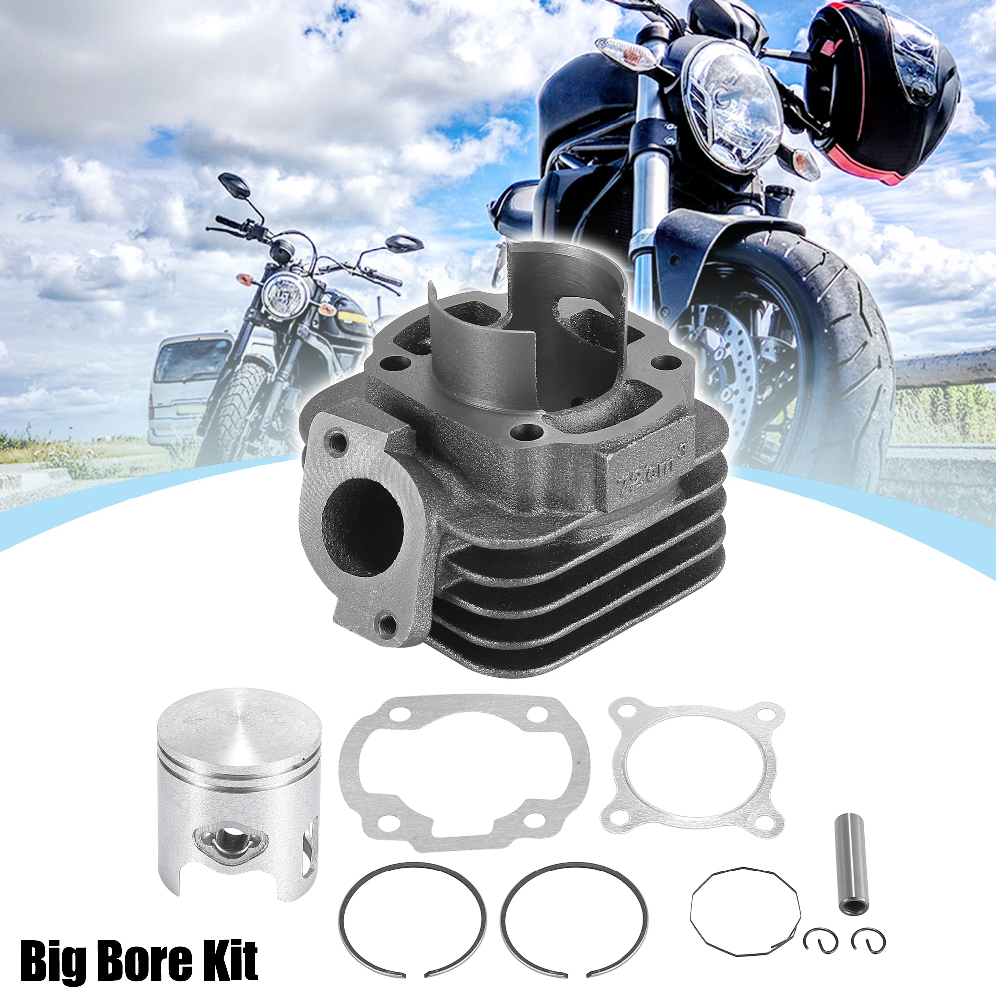 Scooter Cylinder Big Bore Kit with 10mm Piston Pin for Yamaha Jog Zuma 2 Stroke 50cc