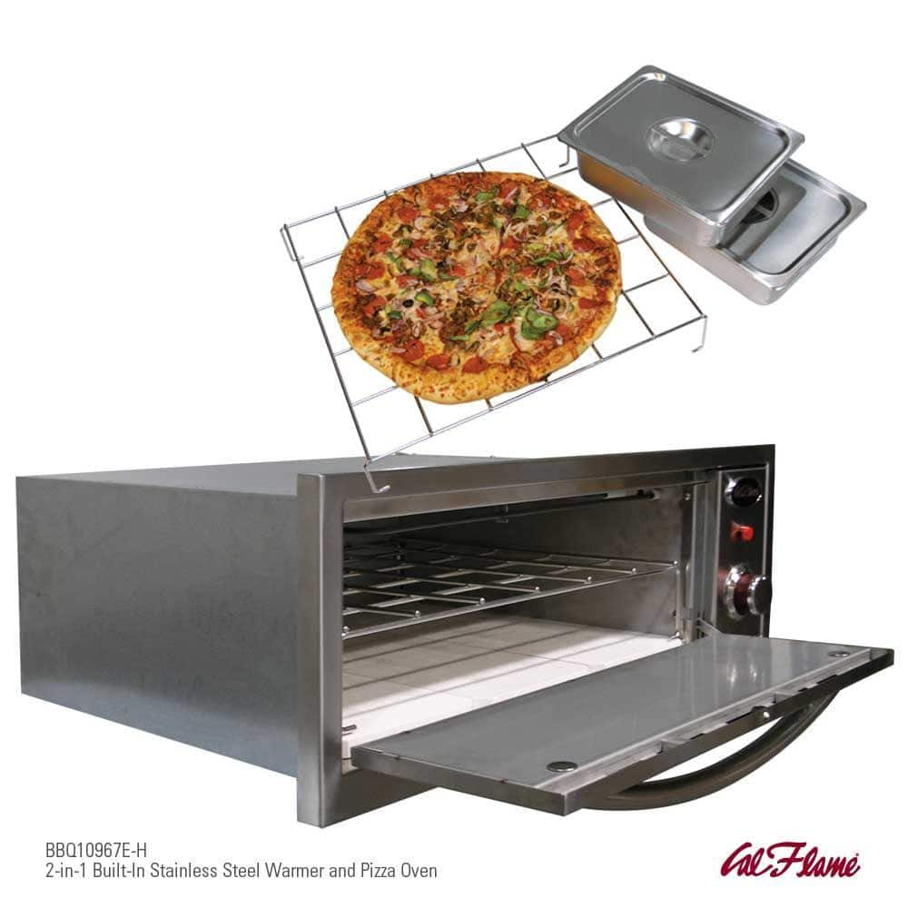 Cal Flame 2-in-1 Drop-In Stainless Steel Propane Warmer and Pizza Oven BBQ14967E