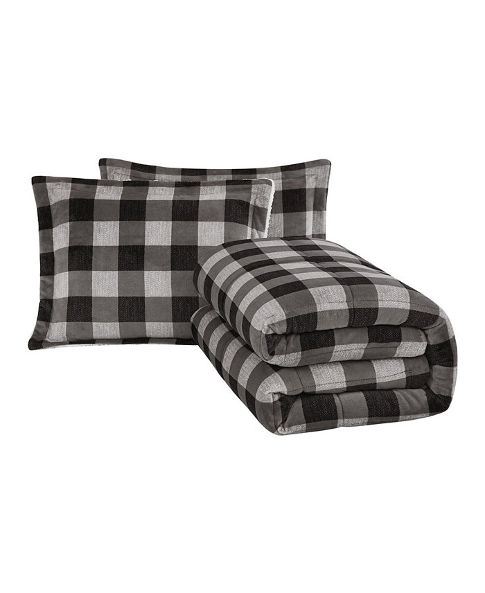 London Fog Herringbone Plaid Textured Ogee 2 Piece Comforter Set， Twin Twin XL