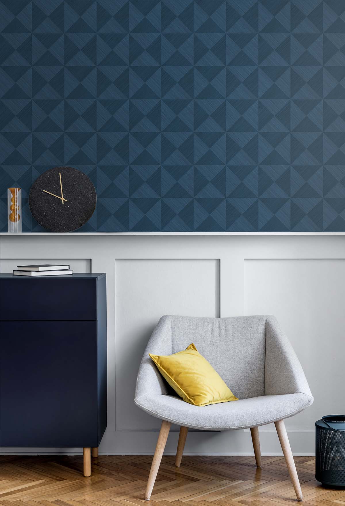 Geo Inlay Peel & Stick Wallpaper in Denim Blue