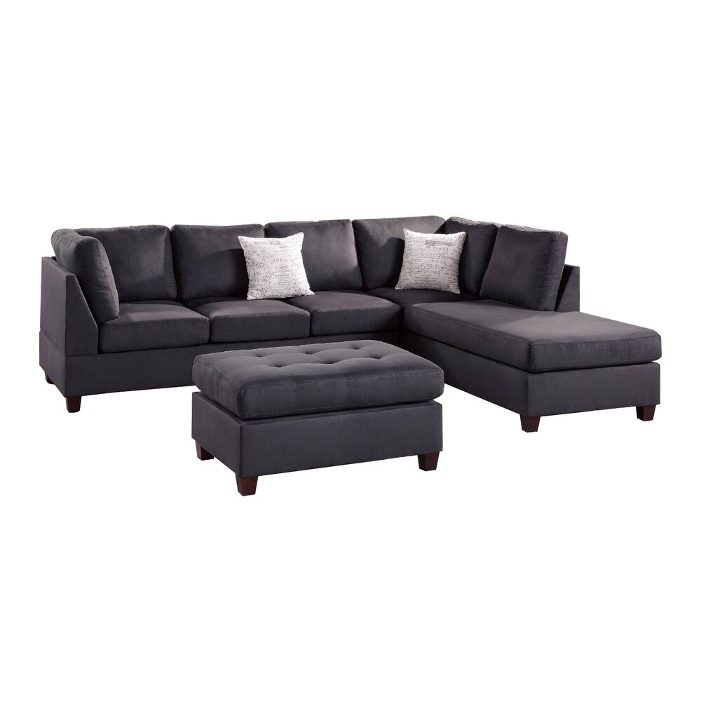 3 Piece Microfiber Sectional Sofa Set