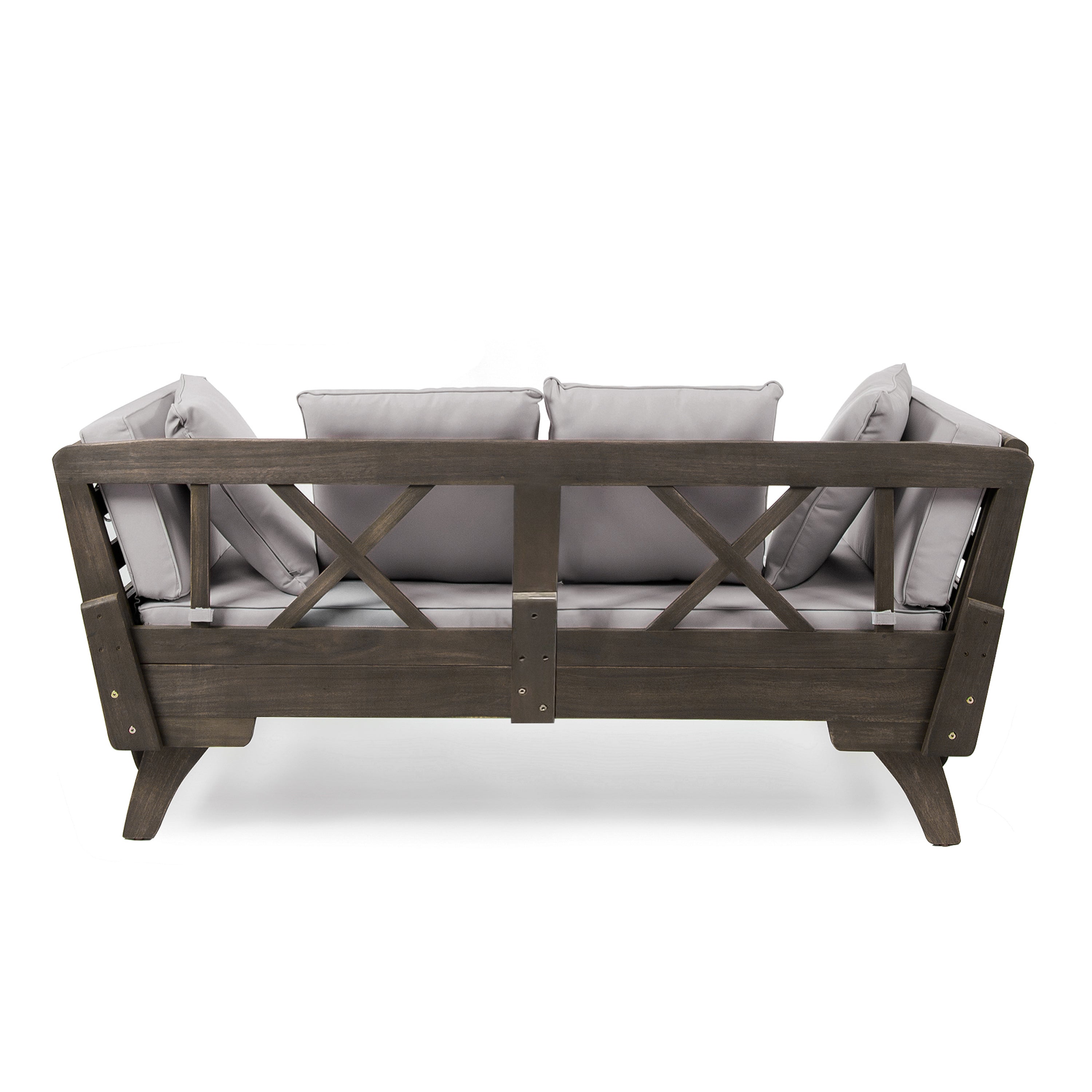 Othello Gray Acacia Convertible Outdoor Sofa Daybed