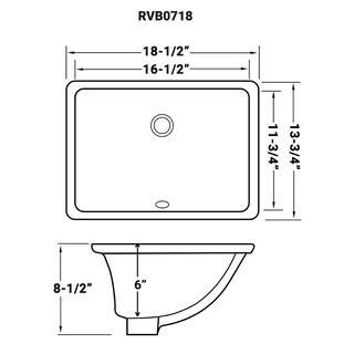 Ruvati 17 in. Rectangular Undermount Vanity Bathroom Porcelain Ceramic with Overflow in White RVB0718