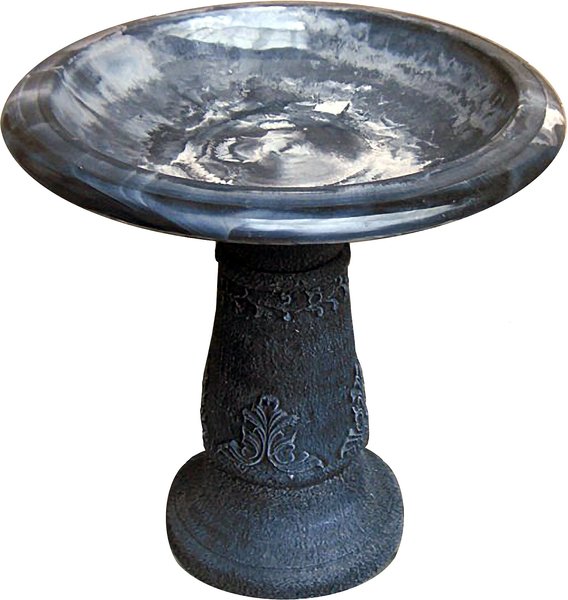 Exaco Florentine Marbleized Bird Bath， 2-gal