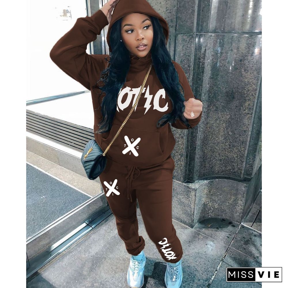 Hooded Sweatshirt+Drawstring Pants 2 Pieces Sets