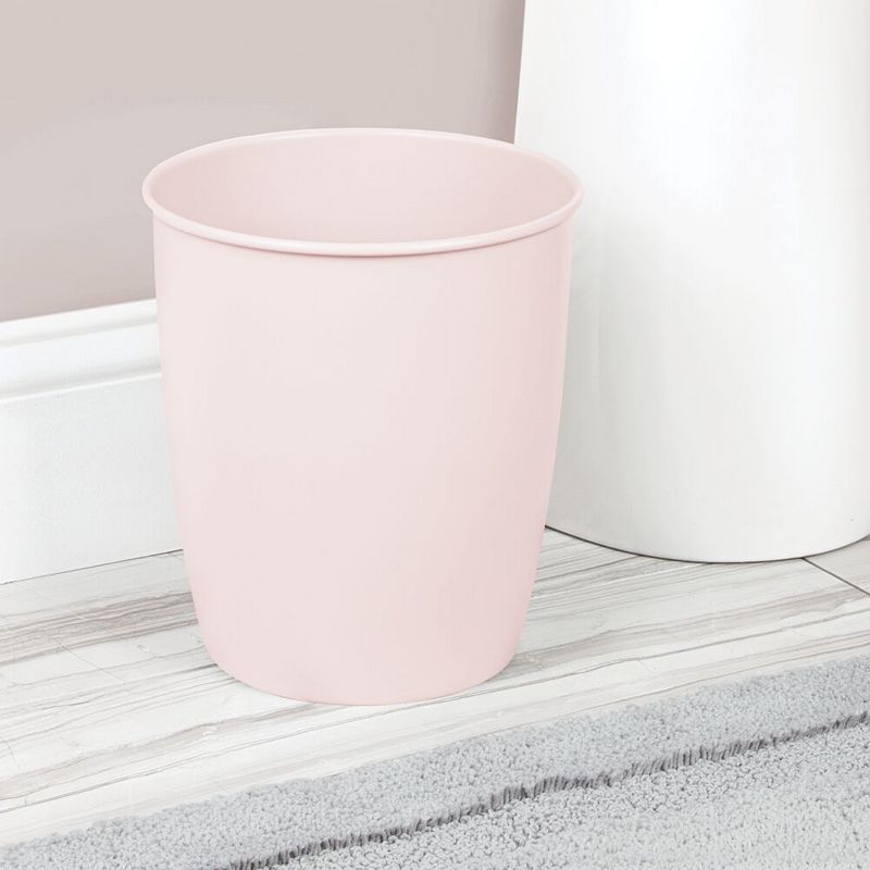 mDesign Small 1.5 Gallon Round Bathroom Wastebasket Garbage Bin