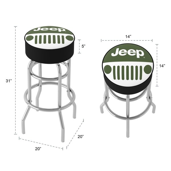 Jeep Grille 360 Degree Swivel Barstool w/ Foam Padded Seat - 20 x 20 x 31