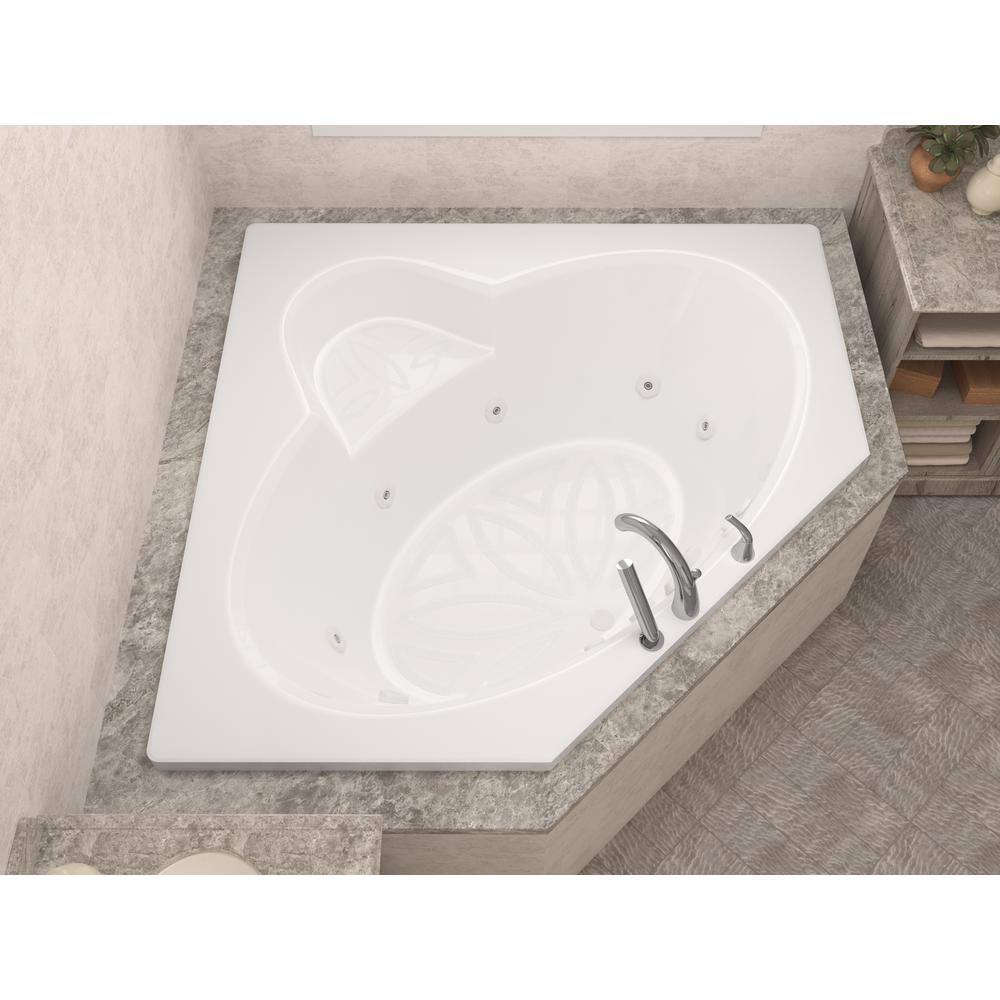 Universal Tubs Malachite 5 ft. Acrylic Corner Drop-in Whirlpool Bathtub in White HD6060SWR