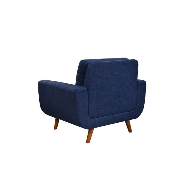 41 Linen Fabric Accent Chair， Modern Armchair Button Tufted Upholstered Accent Sofa Chairs for Living Room， Dark Blue