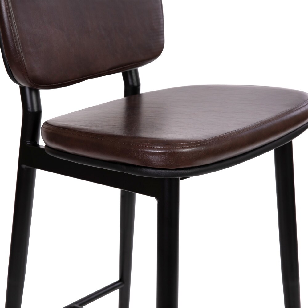 Set of 2 Upholstered Bar Stools with Metal Frames