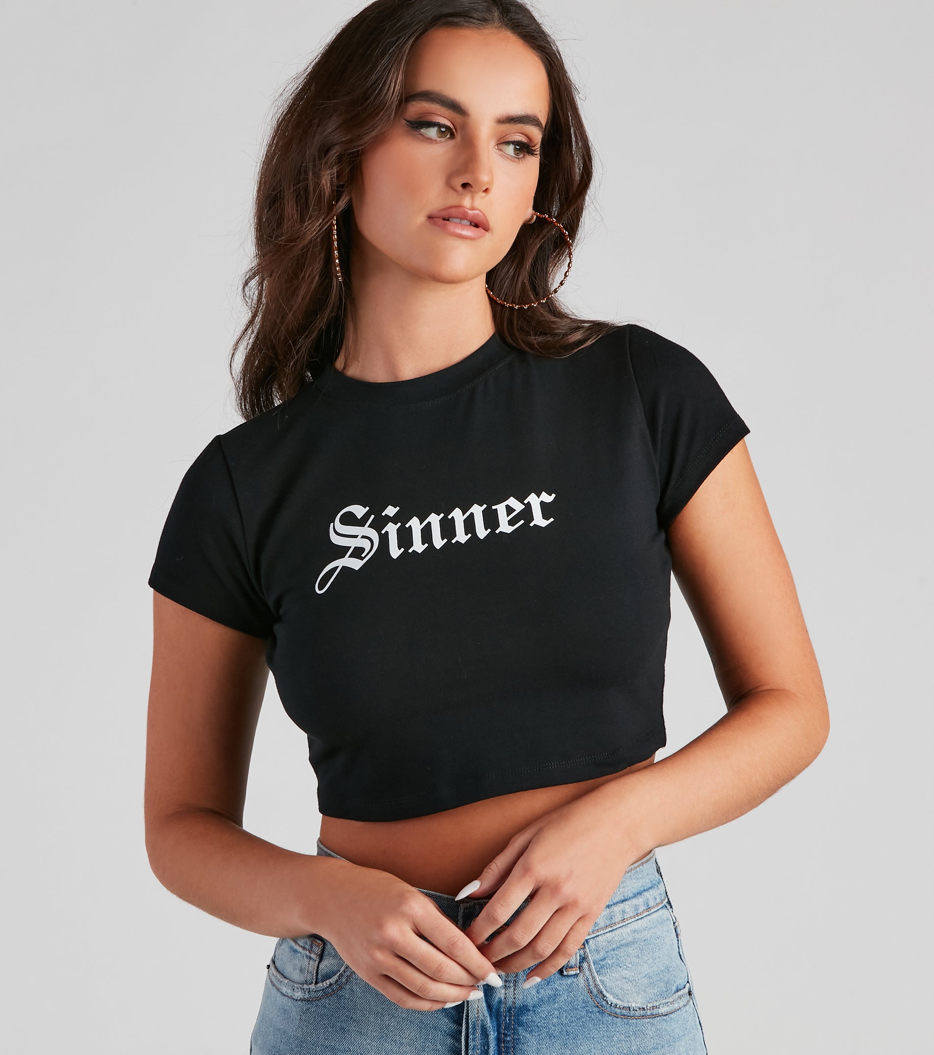 Sinner Graphic Halloween Crop Top