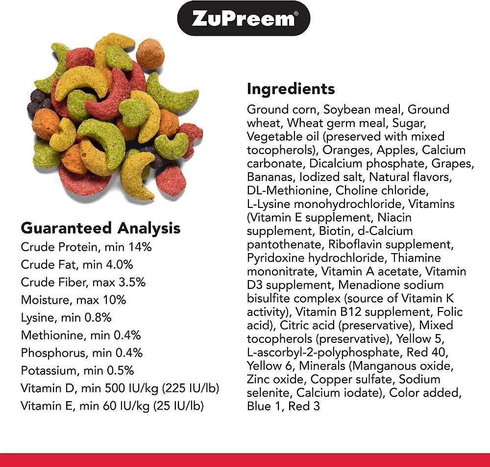 ZuPreem FruitBlend Flavor with Natural Flavors Daily Large Bird Food