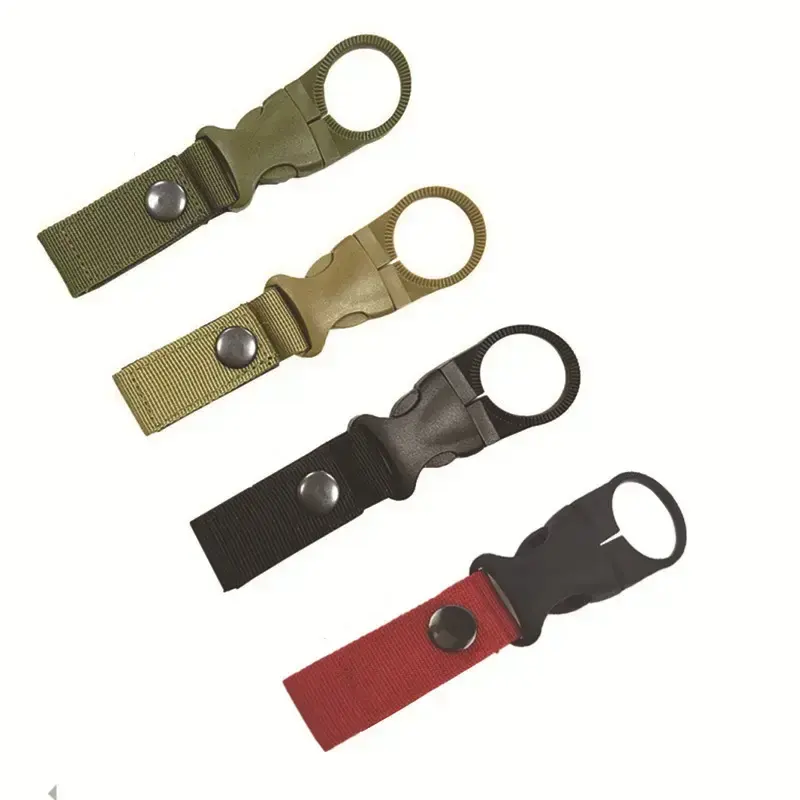 Tactical Molle Buckle Water Bottle Carabiner Clip Webbing Strap Attachment Belt Backpack Hanging Keychain for Camping Hiking