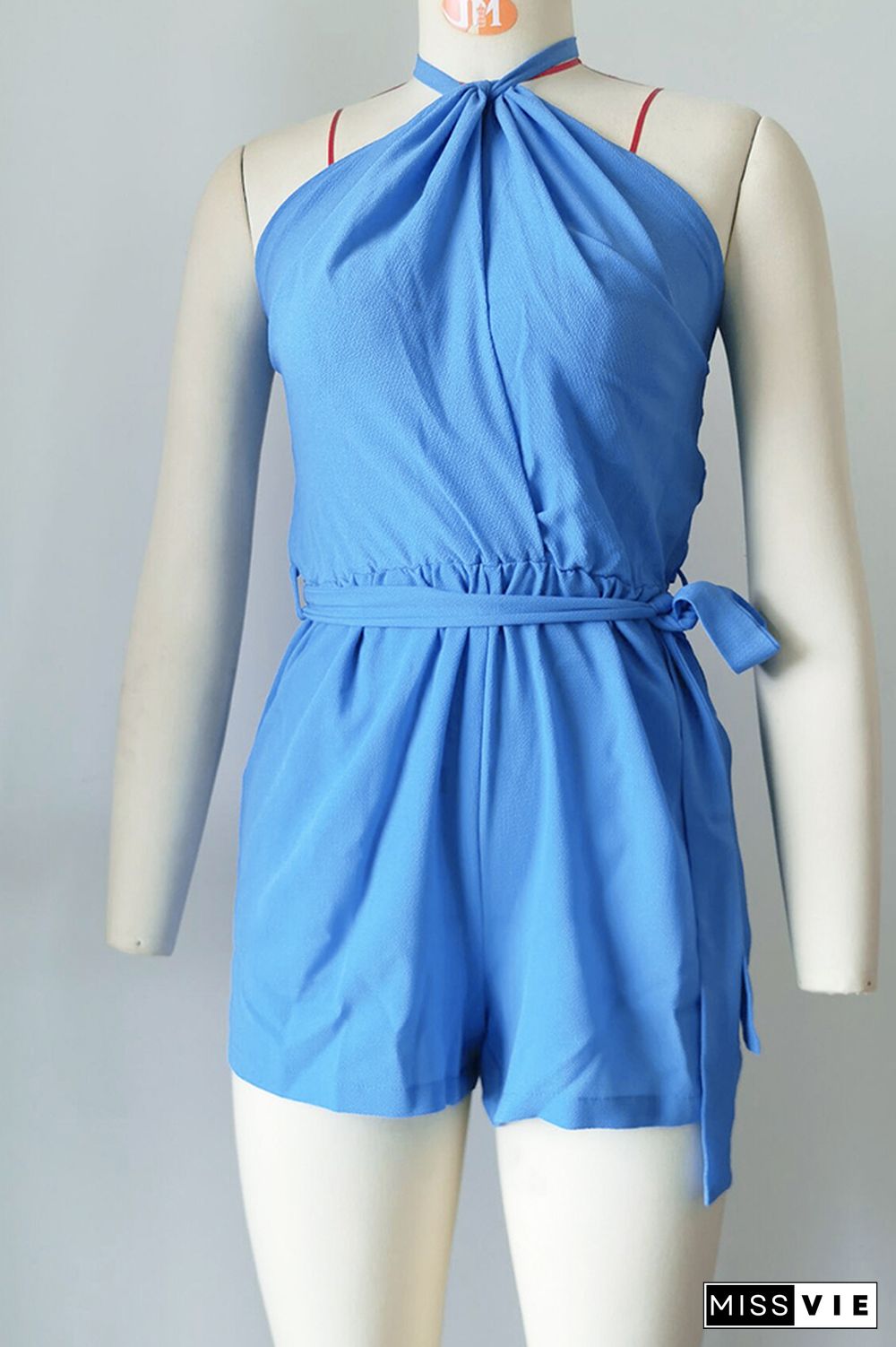 Halter Sleeveless Tie Waist Romper Wholesale