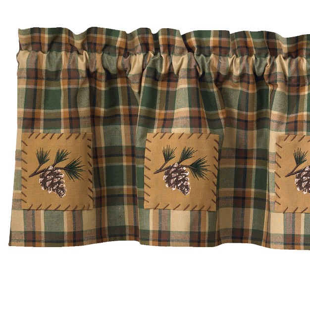 Park Designs Scotch Pine Lined Patch Valance Green