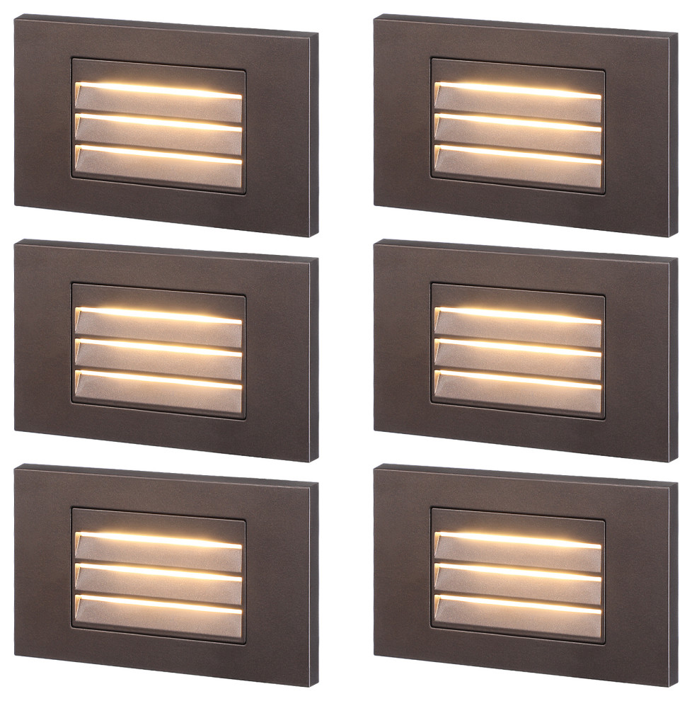 5W Louvered Dimmable LED Step Lights  3000K Warm White  Oil Bronze  Pack of 6   Transitional   Stair And Step Lights   by W86 Trading Co.  LLC  Houzz