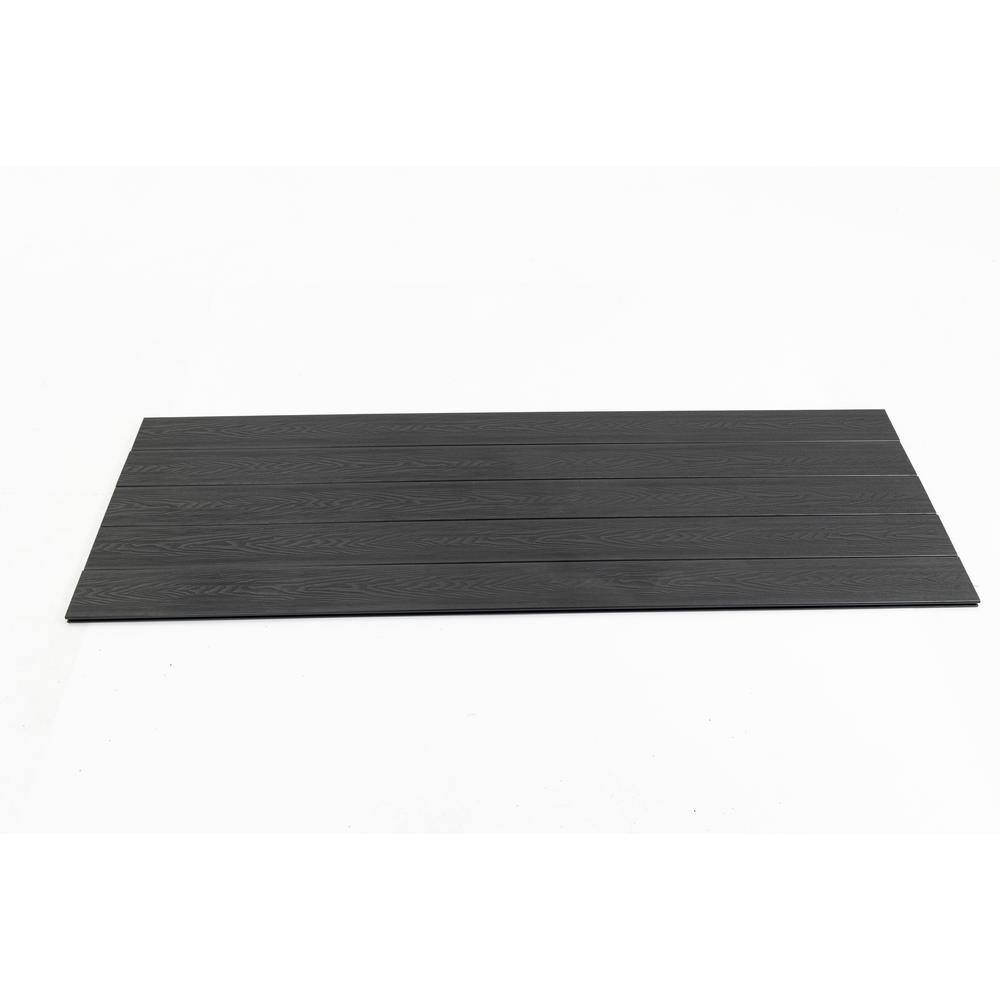 0.91 in. x 29.15 in. W x 7.21 ft. L Black Embossing Composite Decking Boards Wood Plastic Decorative Floor 5-Piece Set D212ywW12221