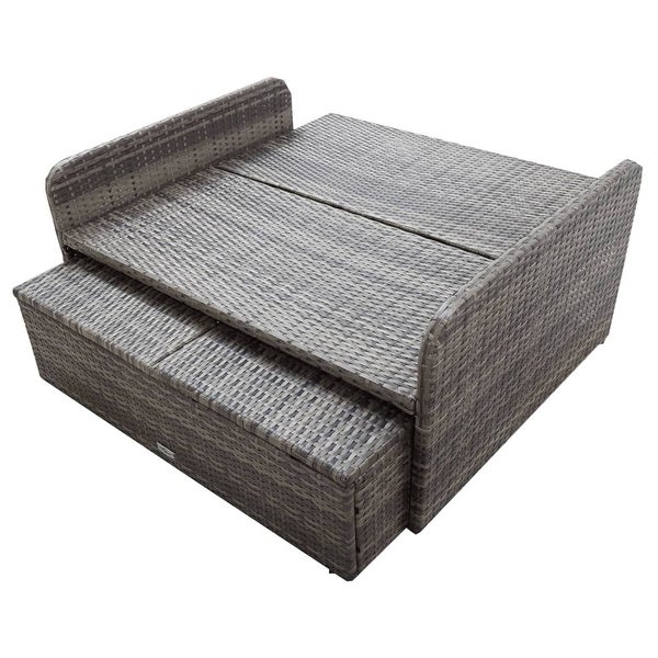 2 Piece Patio Lounge Set with Cushions Poly Rattan Gray