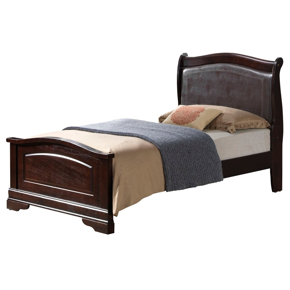 Louis Phillipe Faux Leather and Wood Bed