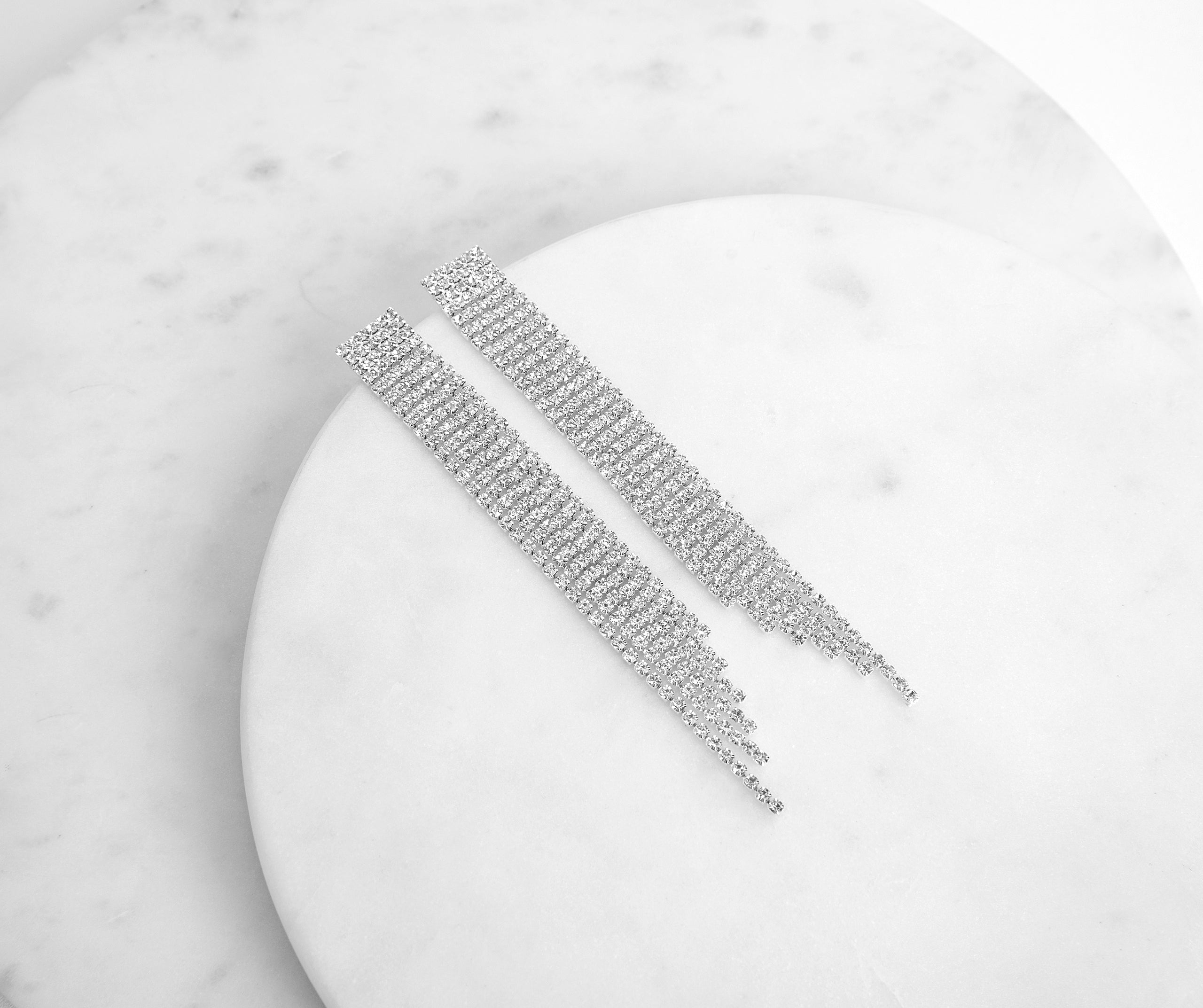 Resolutions Square Rhinestone Fringe Earrings