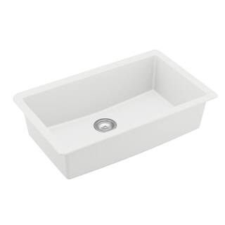 Karran QU- 812 Quartz 32.5 in. Large Single Bowl Undermount Kitchen Sink in White QU-812-WH