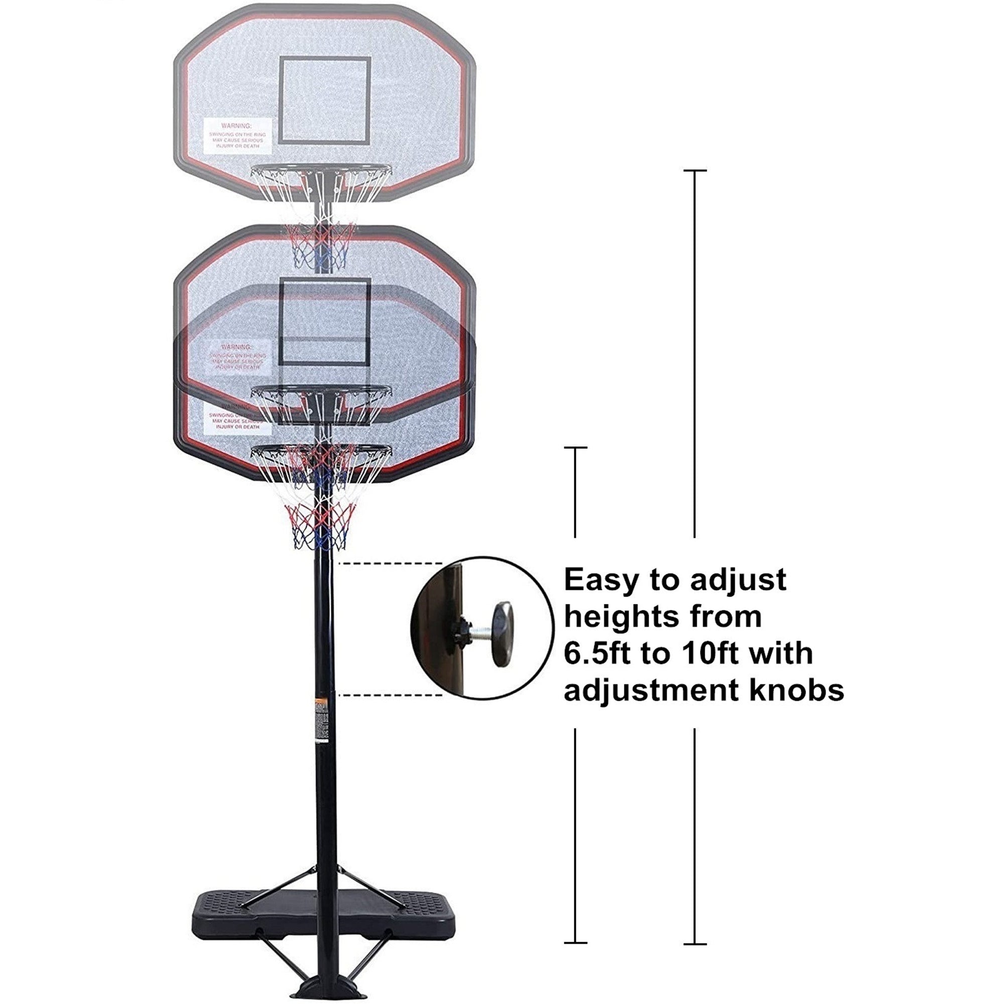 KL KLB Sport Portable Height Adjustable 43” Basketball Hoop Stand Backboard System for Kids Outdoor with Wheels