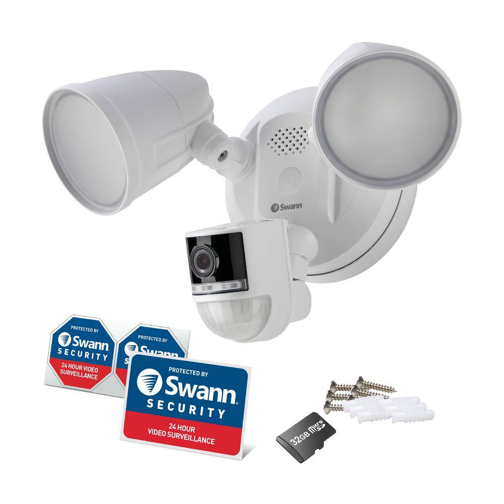 Swann Outdoor Floodlight 4K Wired Security Surveillance Camera with FREE Local Storage SWIFI-4KFLOCAM-US