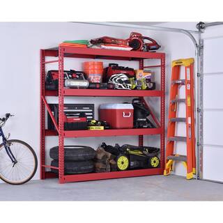 Husky 4-Tier Industrial Duty Steel Freestanding Garage Storage Shelving Unit in Red (77 in. W x 78 in. H x 24 in. D) N2W772478W4R