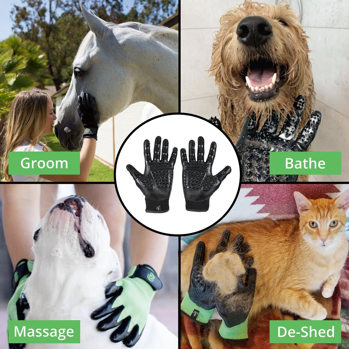 HandsOn All-In-One Pet Bathing and Grooming Gloves