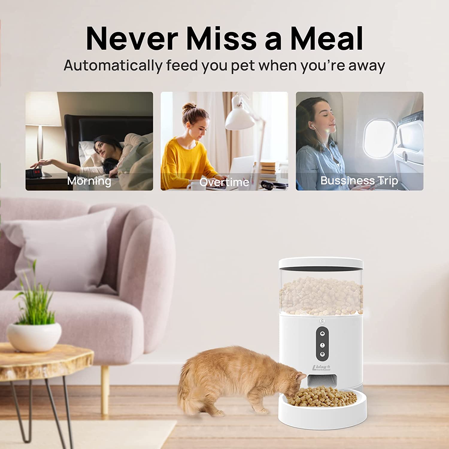 Automatic Cat Feeder， WiFi Smart Pet Feeder 4L， Auto Dog Food Dispenser with Portion Control， Distribution Alarms and Voice Recorder， APP Control， for Cats， Dogs and Small Pets