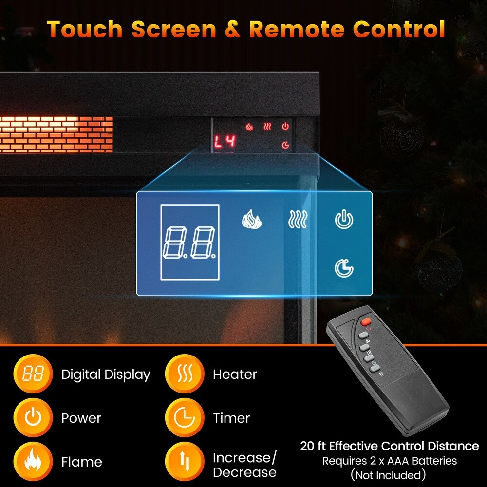 23 inch 3 Sided Electric Fireplace Insert with Remote Control Black   22.8\