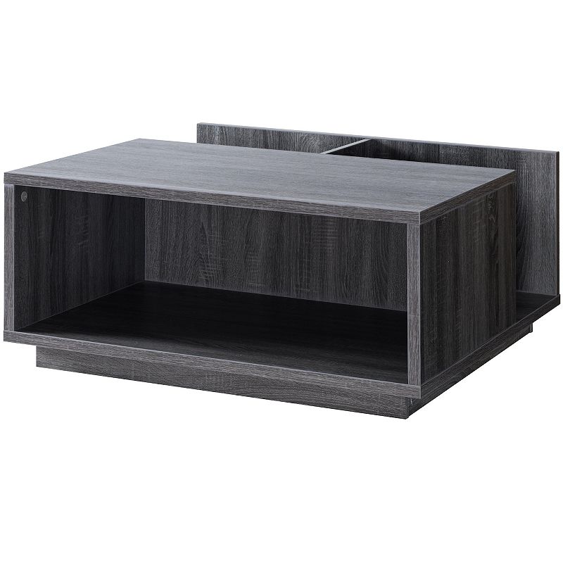 FC Design  Distressed Grey Coffee Table with Divided Drawer Storage Compartment