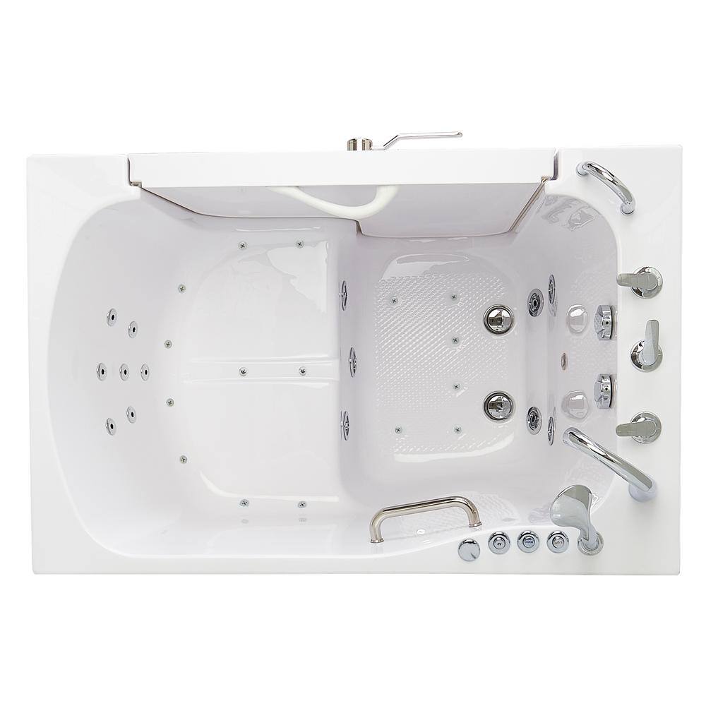 Ella TransferXXXL 55 in. x 36 in. Acrylic Walk-In Whirlpool and Air Bath Bathtub in White Fast Fill Faucet LHS Dual Drain OLA3655D5PL