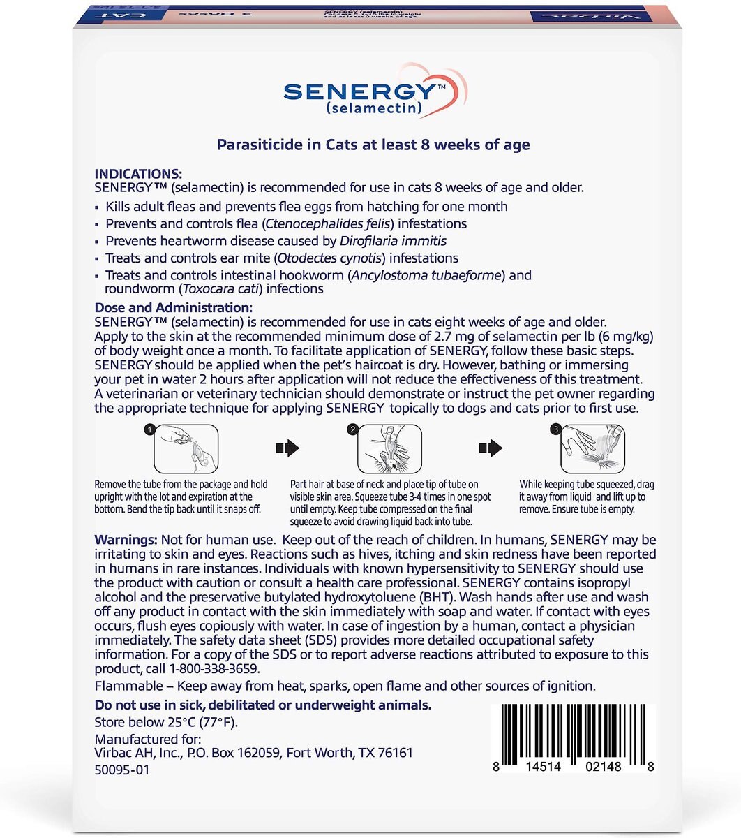 Senergy Topical Solution for Cats， 5.1-15 lbs， (Blue Box)