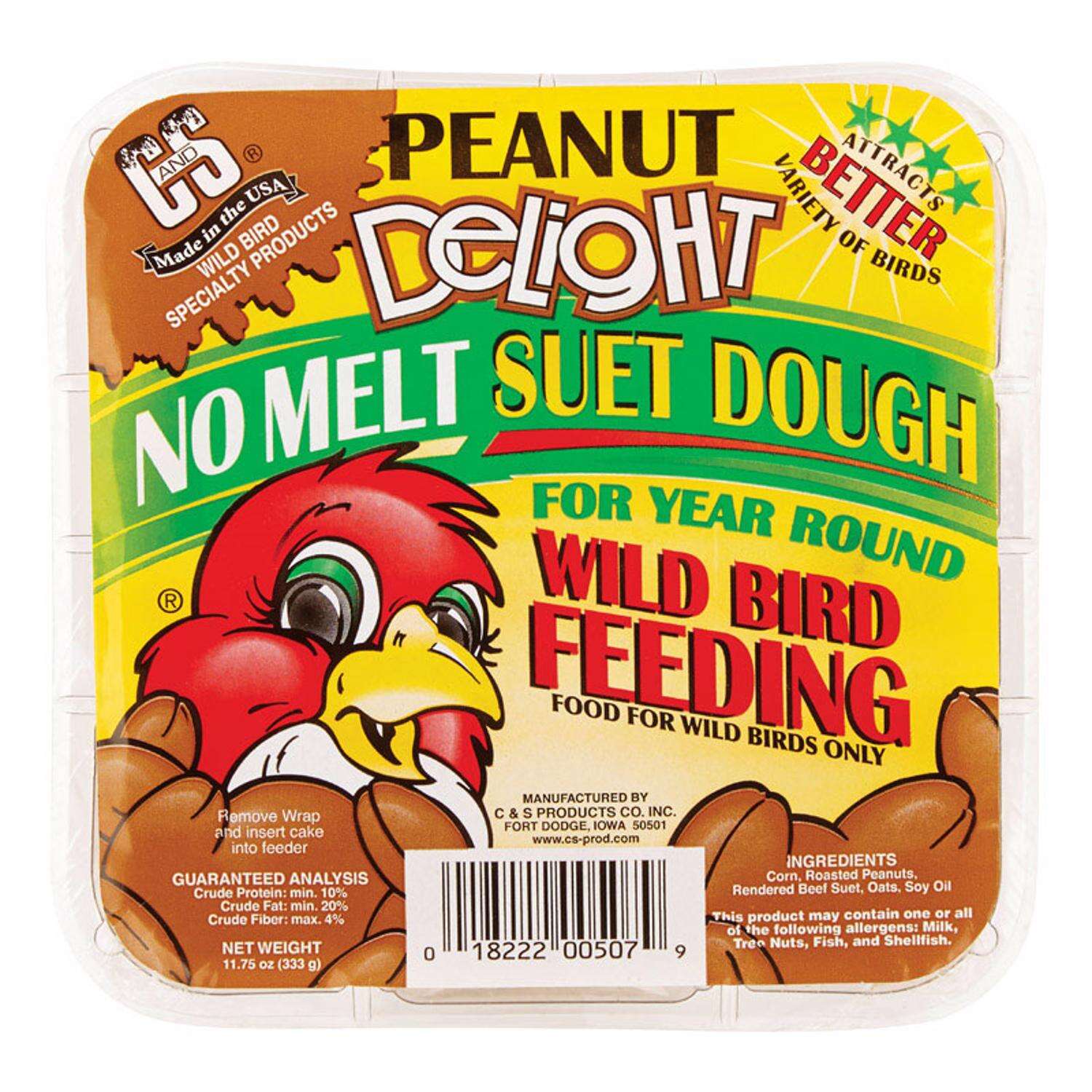 CandS Products Peanut Delight Assorted Species Beef Suet Wild Bird Food 11.75 oz