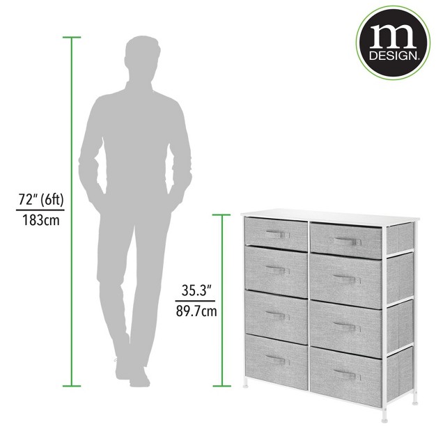 Mdesign Tall Storage Dresser Furniture With 8 Slim Fabric Drawers