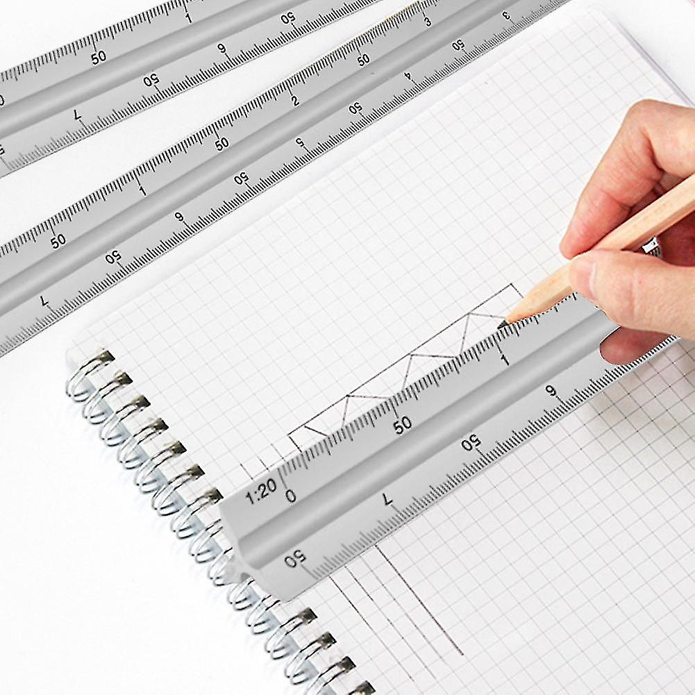 30cm Triangular Scale Ruler Aluminum Alloy Multifunctional Engineering Measuring Ruler