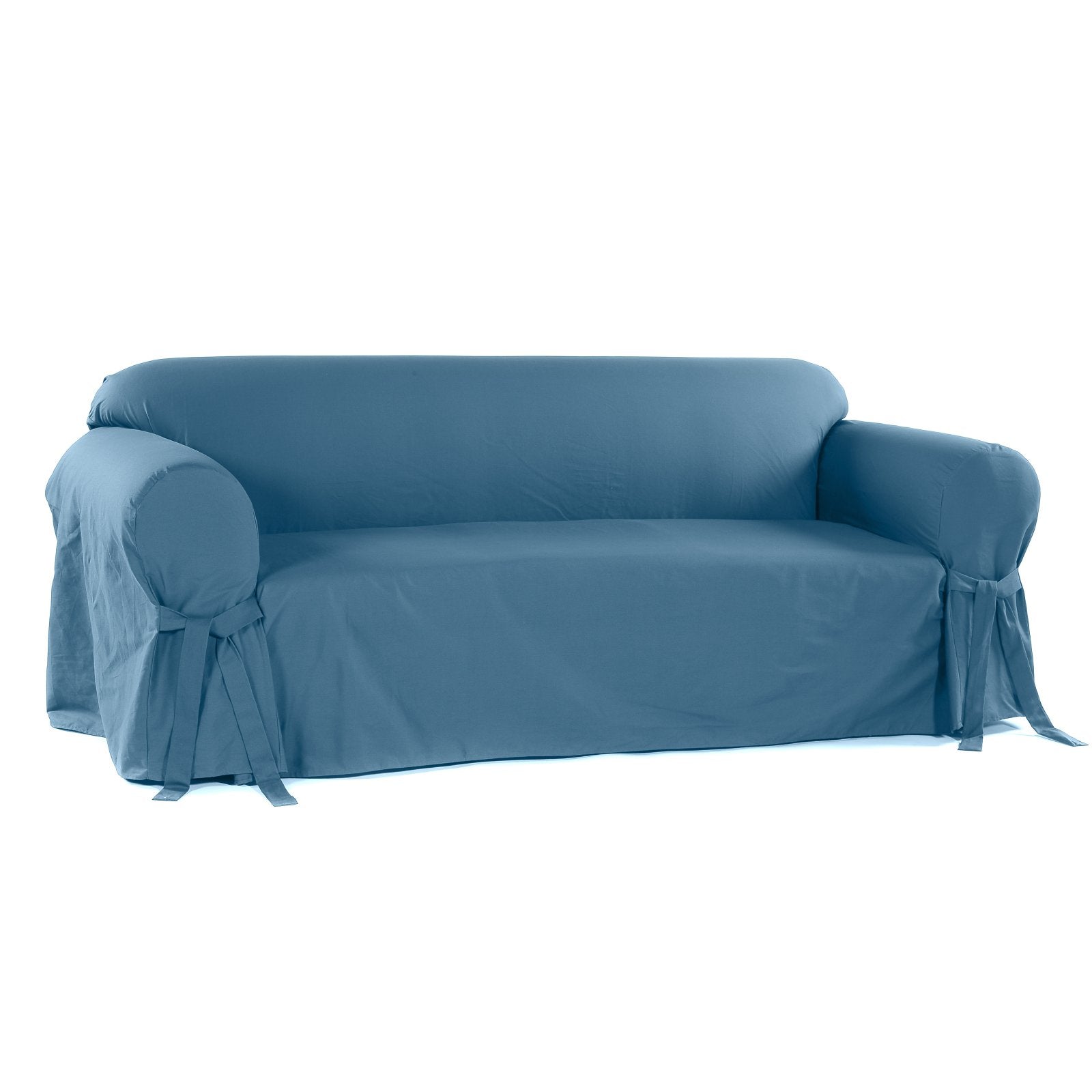 Classic Slip Covers 1-Piece Cotton Loveseat Slipcover With Bowties