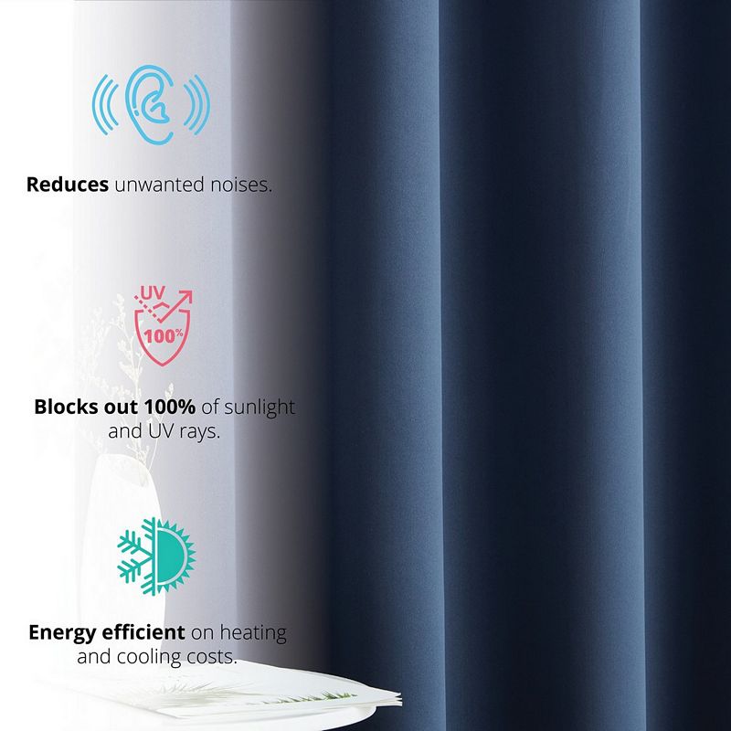 THD Virginia 100% Blackout Grommet Curtain Panels - Set of 2