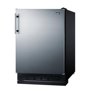 Summit Appliance 23.63 in. 4.9 cu.ft. Mini Refrigerator in Stainless Steel and Black with Freezer CT66BK2SSRS