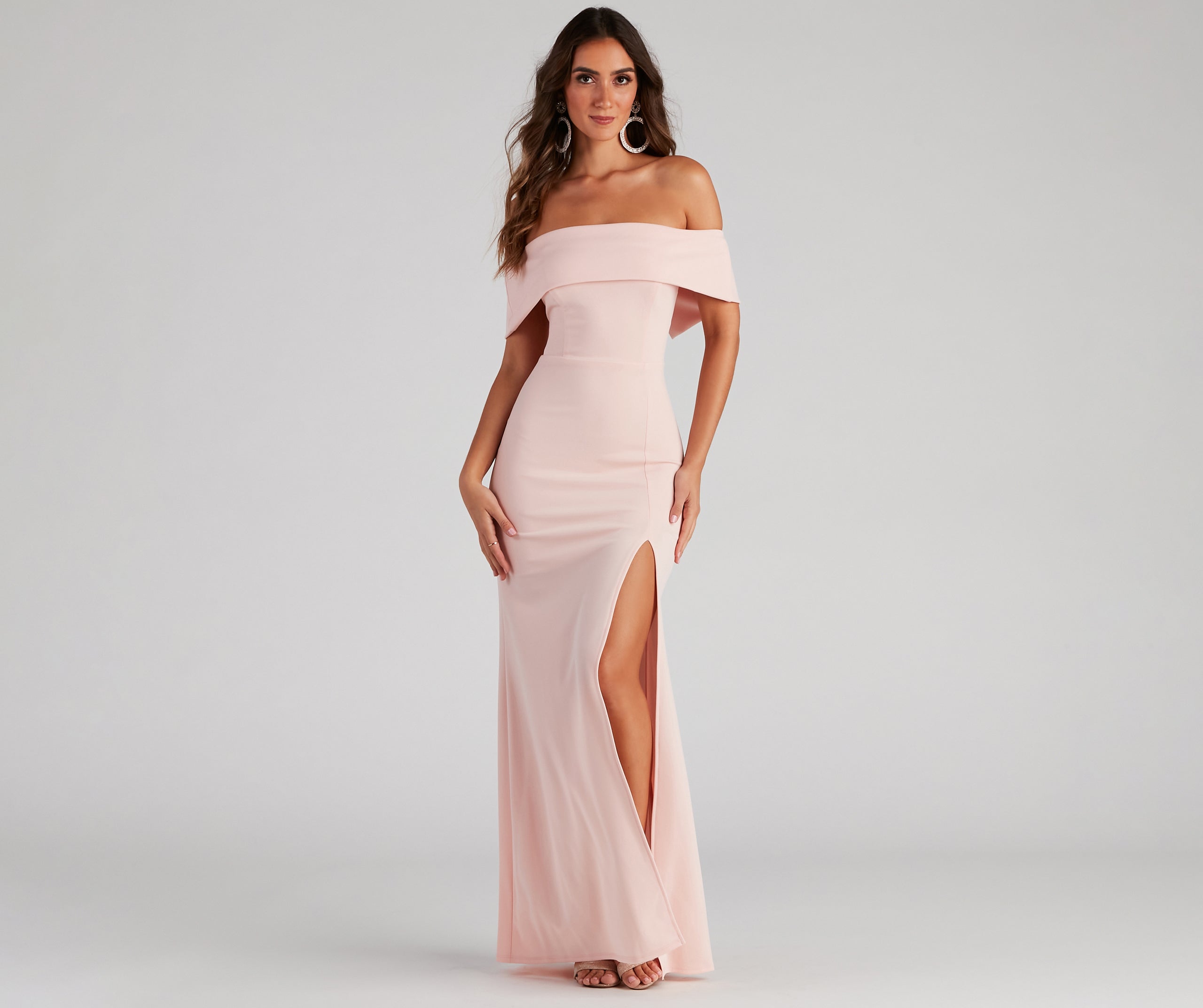 Coralie Off Shoulder Front Slit Dress